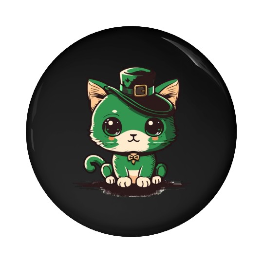 st patricks day - cut cat wearing a hat Pin Buttons