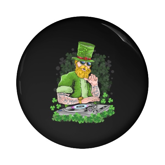 St Patricks Day DJ, Music Love, Tattoos Lucky Clov Pin Buttons