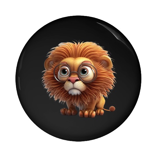 Cute little lion comic character Pin Buttons