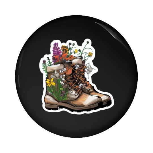 Wildflower Hiking Boot: Find Your Path! Pin Buttons
