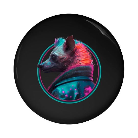 Punk hyena in leather jacket Pin Buttons