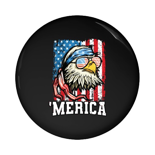 4th of July Bald Eagle USA Flag Patriotic Merica Pin Buttons
