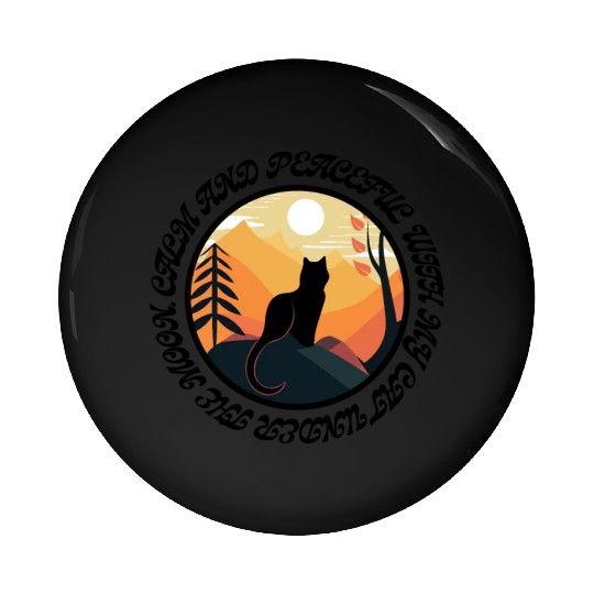 Calm and peaceful with my cat under the moon Pin Buttons