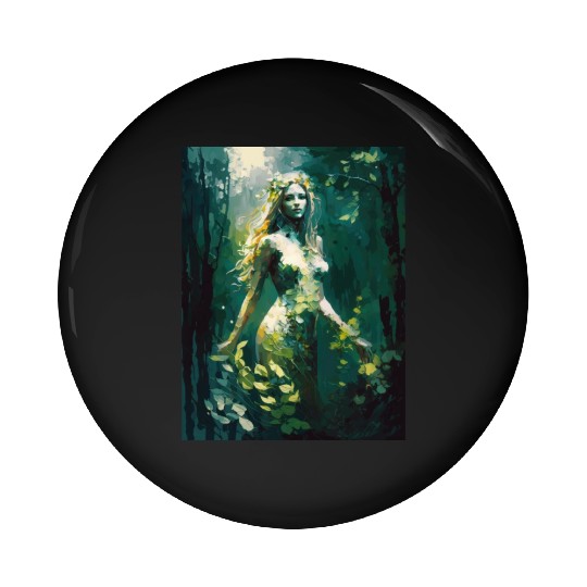 Nature Goddess - Woodland Witchy Forest Greenwoman Pin Buttons