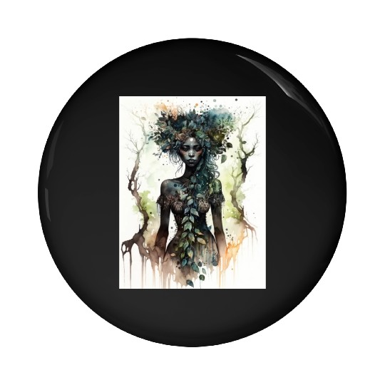 Black Nature Goddess - African American, Woodland Pin Buttons