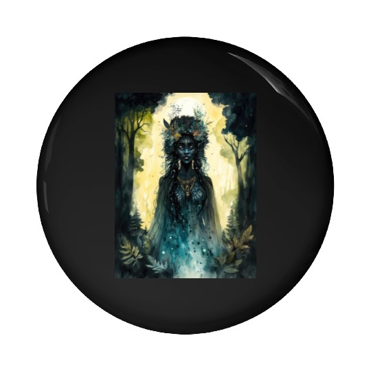 Black Nature Goddess - African American, Woodland Pin Buttons