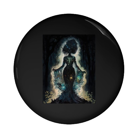 Black Nature Goddess - African American, Woodland Pin Buttons