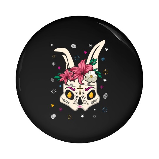El Dia De Los Muertos Happy Easter Sunday Bunny Pin Buttons