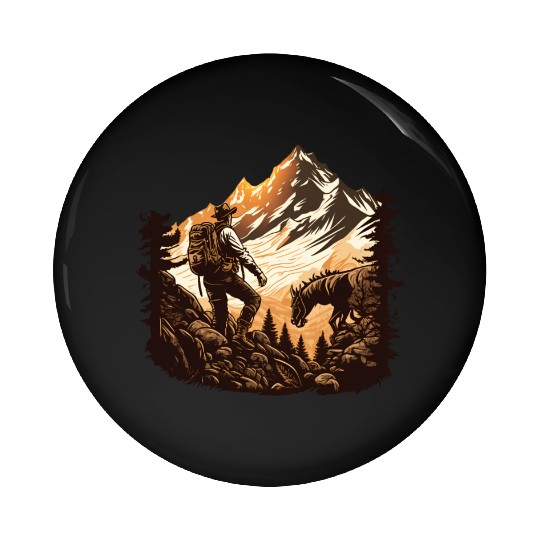 walking in mountains Pin Buttons