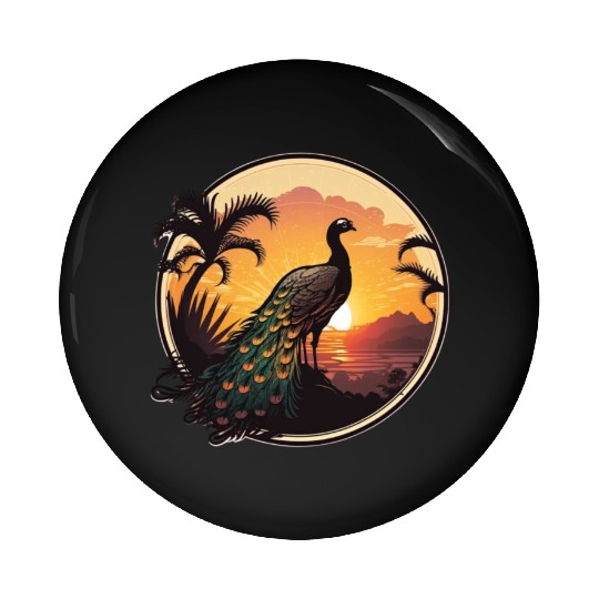 Peacock Sunrise: A Relaxing Journey into Serenity Pin Buttons