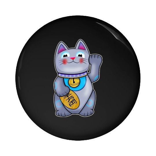 Cute Helpful Maneki Neko Lucky Cat Pin Buttons
