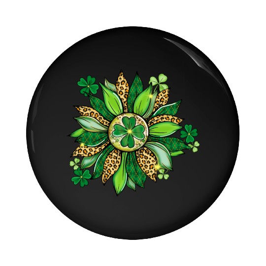 Sunflower Green With Leopard Pin Buttons