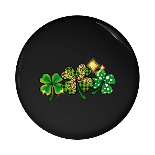 Happy Patricks Day With Leaf Green And Leopard Pin Buttons