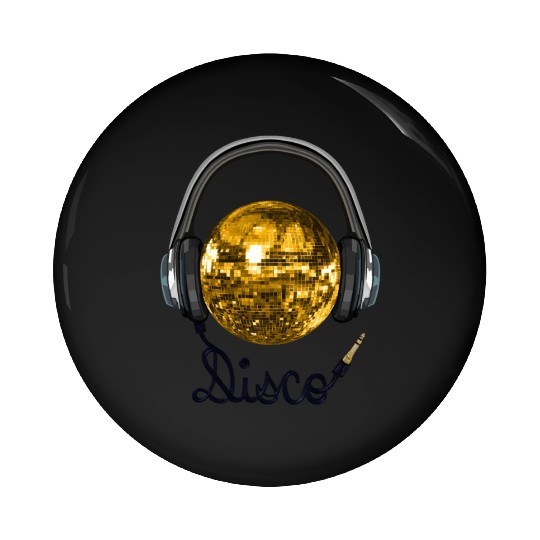 Gold Disco Ball Music Headphones Pin Buttons