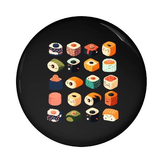 sushi pattern Pin Buttons