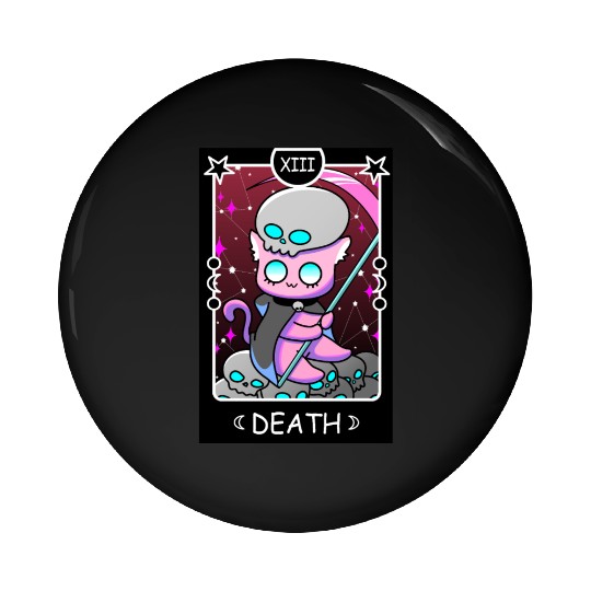 Kawaii Pastel Goth Tarot Card Death Grim Reaper Cu Pin Buttons