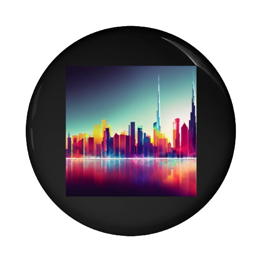 Dubai silhouette skyline abstract art Pin Buttons