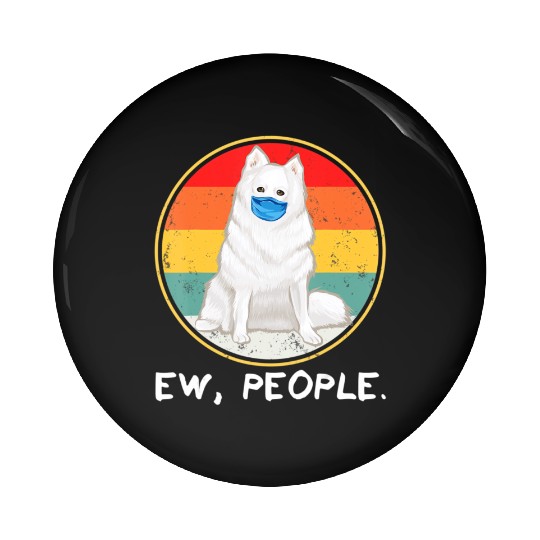 Vintage Ew People American Eskimo Dog Dog Wearing Pin Buttons