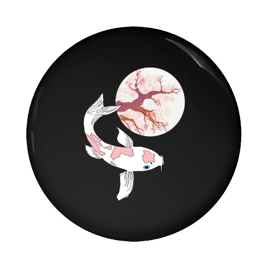 Koi Sakura Tree Moon Cherry Blossom Nishikigoi Jap Pin Buttons