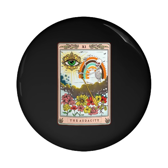 Retro Skeleton Riding Cloud The Audacity Tarot Car Pin Buttons
