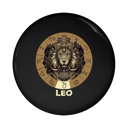Lion Head Zodiac Leo Astrology Lion Horoscope Star Pin Buttons