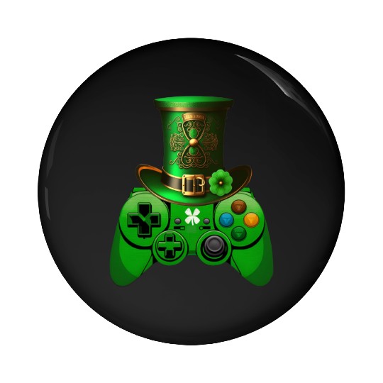 St Patricks Day Video Game Pin Buttons | Gamer Leprechau