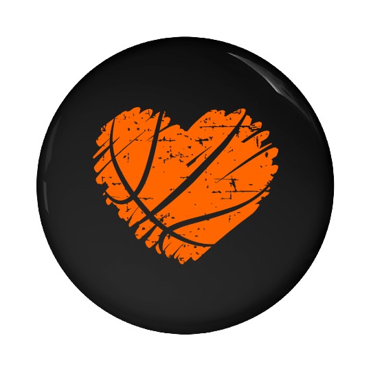 I Love Basketball with Heart Shape Pin Buttons