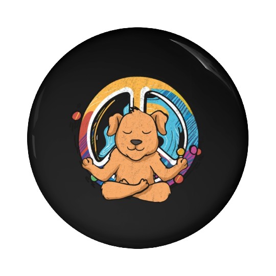 Hippie Dog Peace Sign Yoga Canine Lover Hippies Pin Buttons
