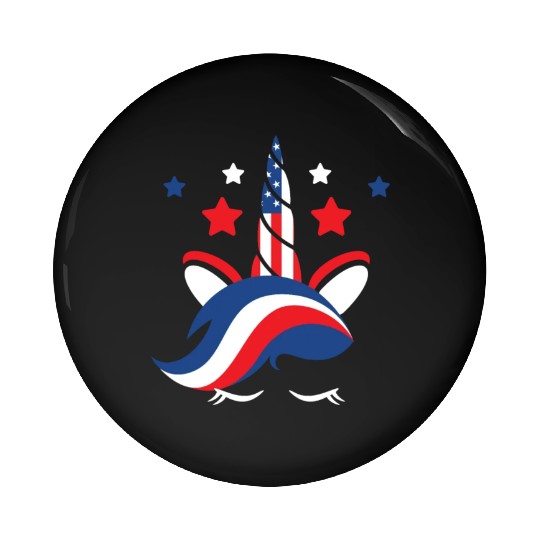 Patriotic America USA Flag 4th Of July Unicorn Pin Buttons