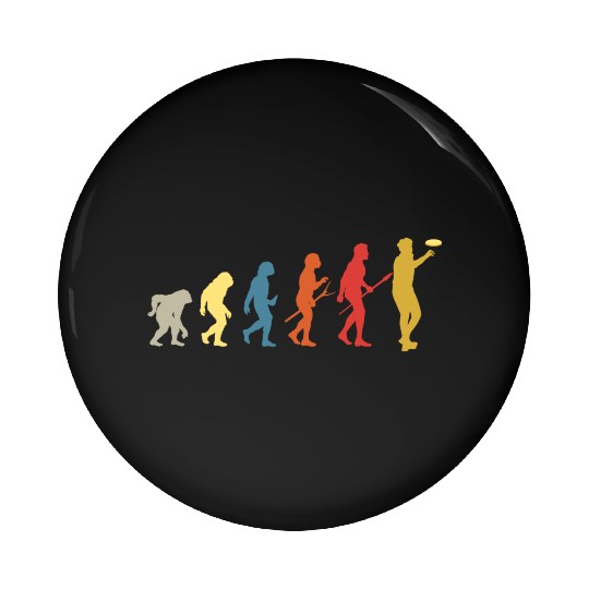 Funny Disc Golf Evolution Vintage Frisbee Pin Buttons