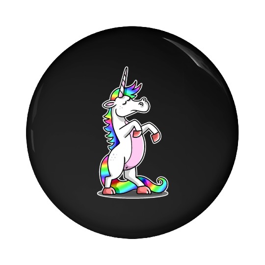 A Unicorn With Rainbow-Colored Mane And Tail Pin Buttons