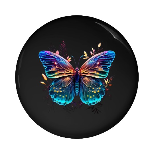 neon color butterfly Pin Buttons