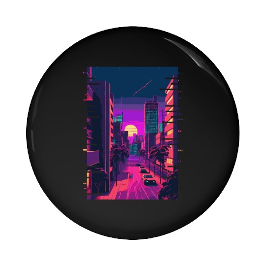 Japanese City Indie Aesthetic Glitch Art 80s 90s V Pin Buttons