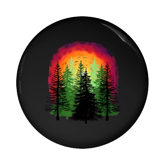 Forest sunrise sunset nature trees Pin Buttons