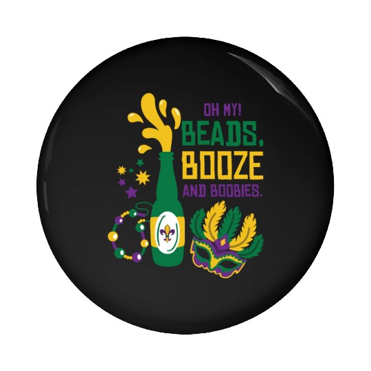 Mardi Gras Carnival Mask Beer Beads Boobies Pin Buttons