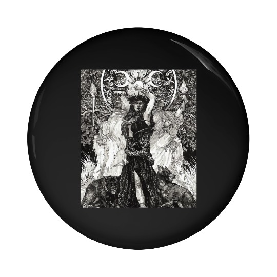 The Goddess Hecate Tarot Card Triple Wiccan Pagan Pin Buttons