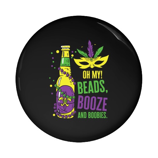 Mardi Gras Carnival Mask Beer Beads Boobies Pin Buttons
