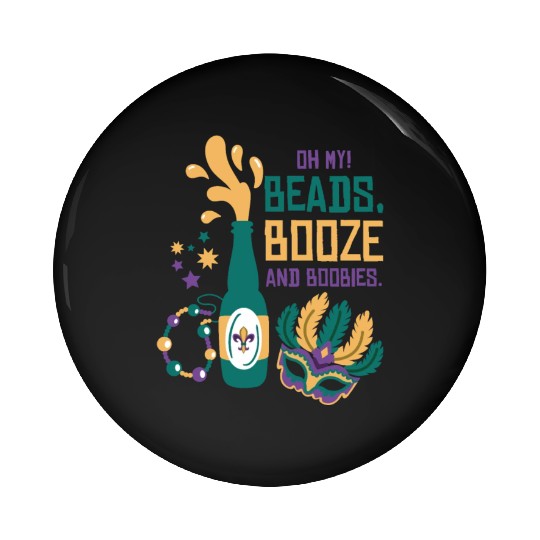 Mardi Gras Carnival Mask Beer Beads Boobies Pin Buttons