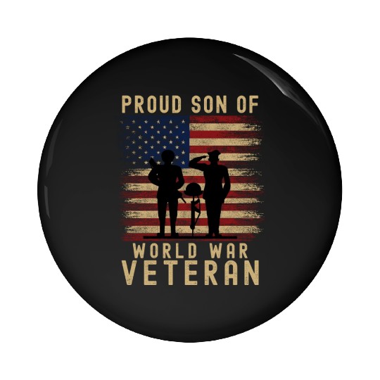 Proud Son of World War 2 Veteran Pin Buttons