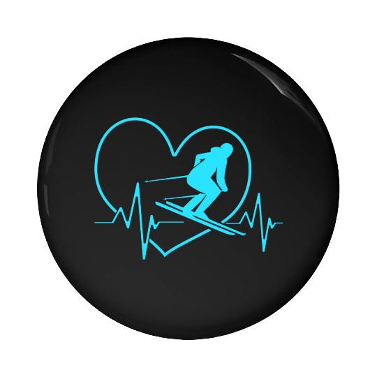 Ski Skier For Women Skiing Heartbeat Pin Buttons