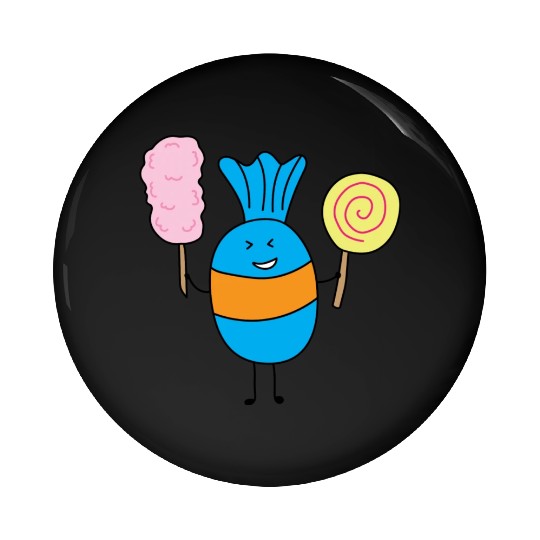 Cute Candy Holding Lollipop And Cutton Candy Pin Buttons