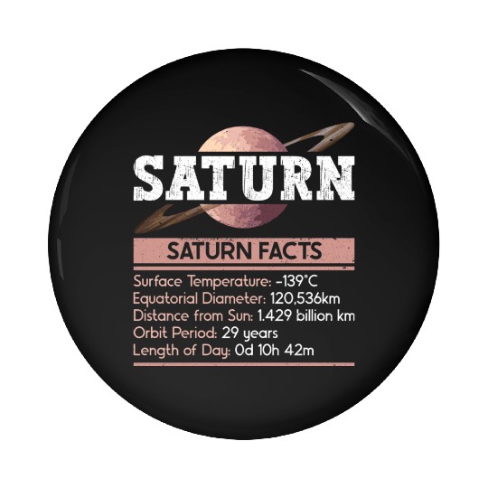 Saturn Planet Facts Space Lover Solar System Pin Buttons