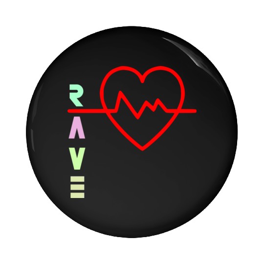 Rave with heart beat logo Pin Buttons