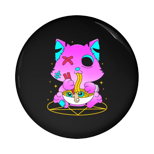 Pastel Goth Ramen Cat Kawaii Anime Japanese Pin Buttons
