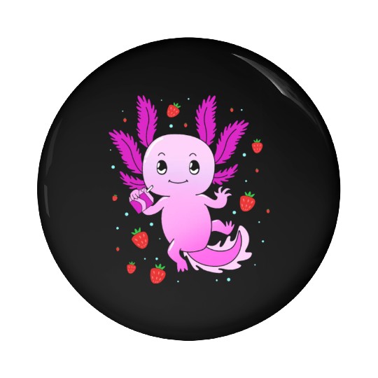 Pastel Gothic Aesthetic Axolotl Strawberry Milk Pin Buttons