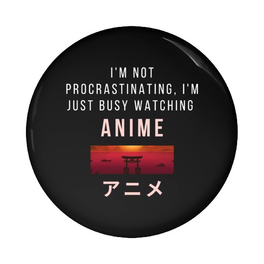 Aesthetic Japanese watching anime Pin Buttons