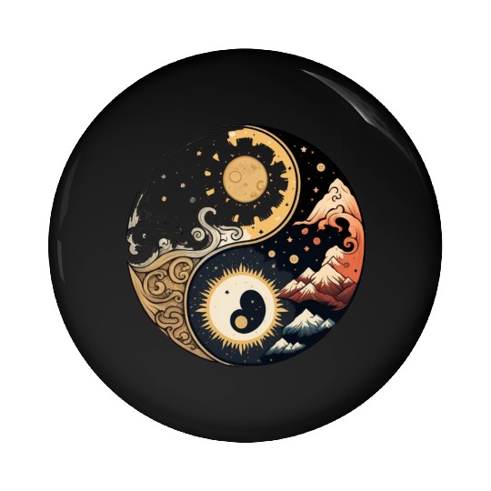 Sun and moon yin yang Pin Buttons