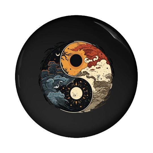 Sun and moon yin yang Pin Buttons