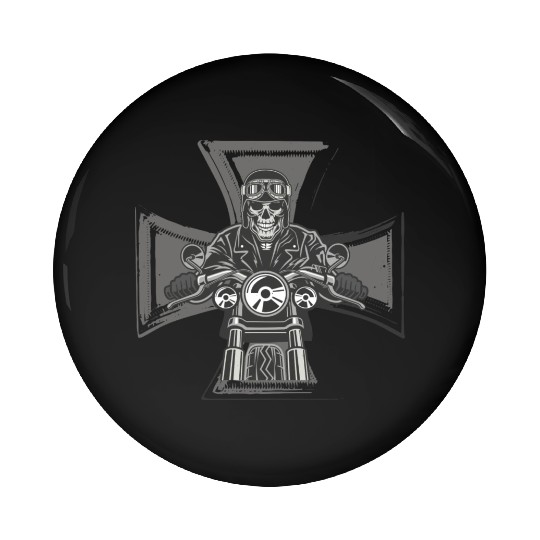 Biker Cross Motorcycle Emblem Skeleton Pin Buttons