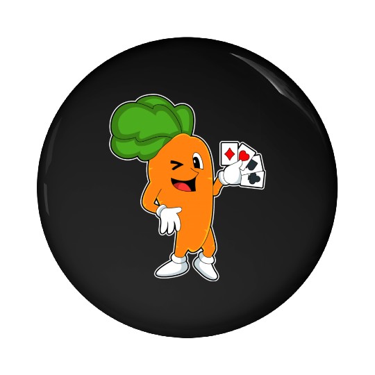 Carrot At Poker With Poker Cards Pin Buttons